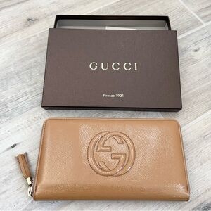 Gucci Tan Patent Leather XL Organizer Wallet